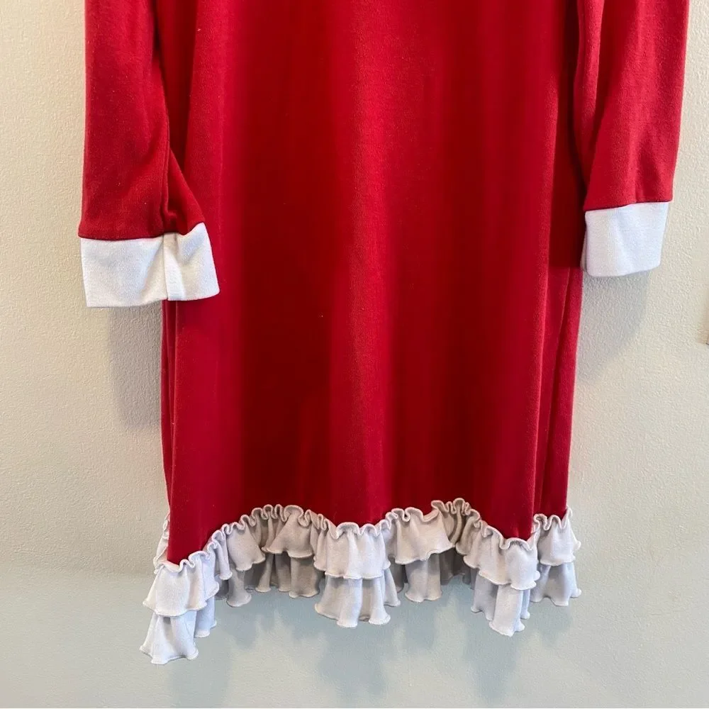 Hanna Andersson Christmas Nightgown Elf Santa Mrs.Claus Red Size 130 8 Ruffle